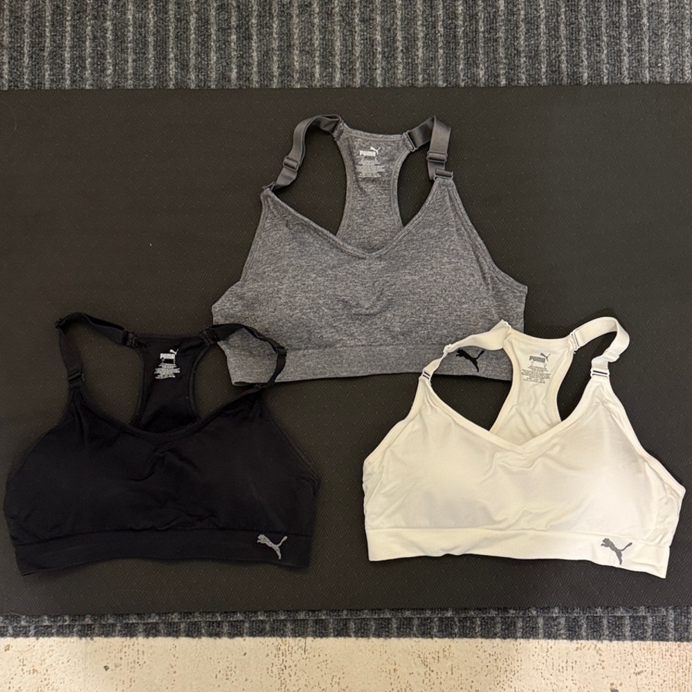 Puma Women's Sports Bra Trio - Black, Gray, White